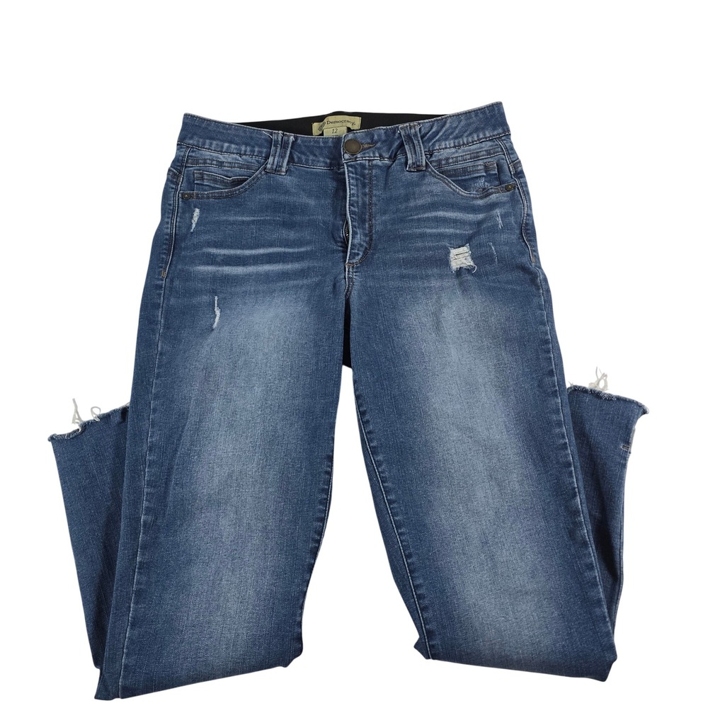 Democracy Ab Solution Distressed Skinny Jeans  Wash Frayed Hem 12 BN2436KEPR‎